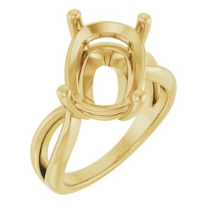 18K Yellow Gold 14x10 mm Elongated Cushion Ring Mounting – image 2