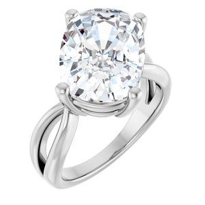 Sterling Silver 14x10 mm Elongated Cushion Ring Mounting