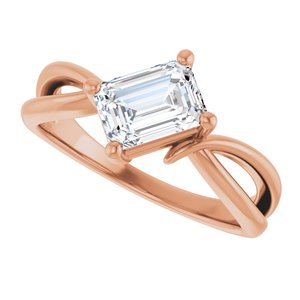 10K Rose Gold 7x5 mm Emerald Ring Mounting – image 8