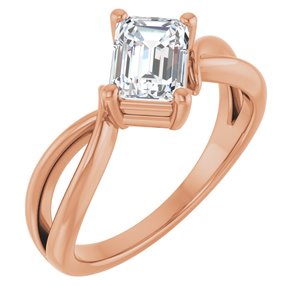 10K Rose Gold 7x5 mm Emerald Ring Mounting