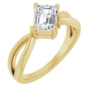 10K Yellow Gold 7x5 mm Emerald Ring Mounting
