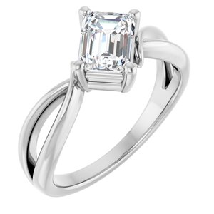 14K White Gold 7x5 mm Emerald Ring Mounting