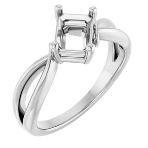 10K White Gold 7x5 mm Emerald Ring Mounting – image 2