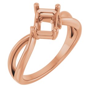14K Rose Gold 7x5 mm Emerald Ring Mounting – image 2