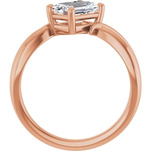 10K Rose Gold 7x5 mm Emerald Ring Mounting – image 3
