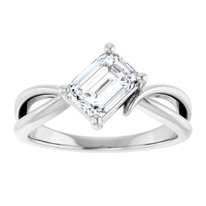 14K X1 White Gold 7x5 mm Emerald Ring Mounting – image 5