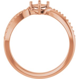 14K Rose Gold 3.25x3.25 mm Square Ring Mounting – image 4