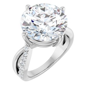 14K White Gold 13 mm Round Ring Mounting