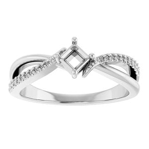 14K White Gold 3.25x3.25 mm Square Ring Mounting – image 6