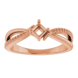 14K Rose Gold 3.25x3.25 mm Square Ring Mounting – image 6