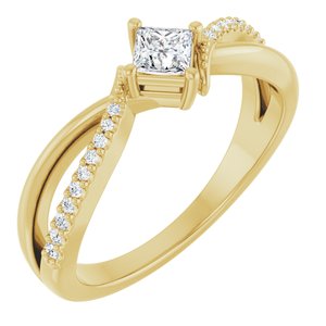 10K Yellow Gold 3.25x3.25 mm Square Ring Mounting