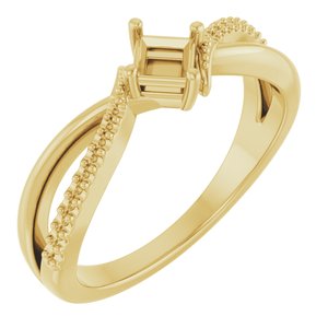 14K Yellow Gold 3.25x3.25 mm Square Ring Mounting – image 2