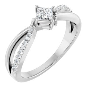 Continuum Sterling Silver 3.25x3.25 mm Square Ring Mounting