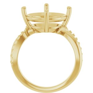 14K Yellow Gold 13 mm Round Ring Mounting – image 4