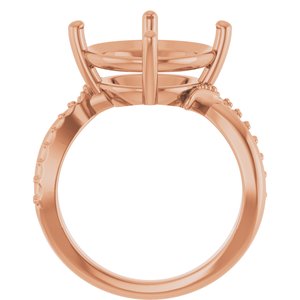 14K Rose Gold 13 mm Round Ring Mounting – image 4
