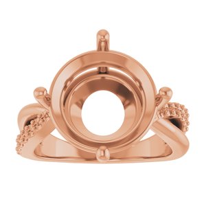 10K Rose Gold 13 mm Round Ring Mounting – image 6