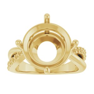 14K Yellow Gold 13 mm Round Ring Mounting – image 6
