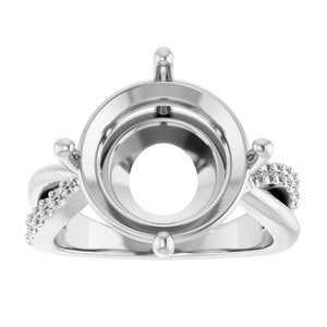 14K White Gold 13 mm Round Ring Mounting – image 6