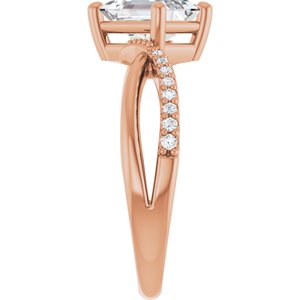 10K Rose Gold 7.5x5.5 mm Emerald Ring Mounting – image 7