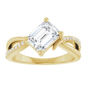 18K Yellow Gold 7.5x5.5 mm Emerald Ring Mounting – image 5