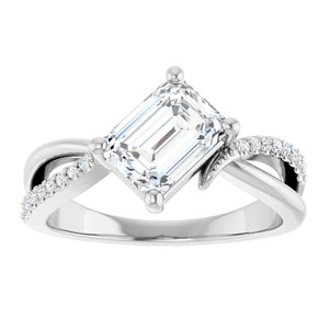 10K White Gold 7.5x5.5 mm Emerald Ring Mounting – image 5