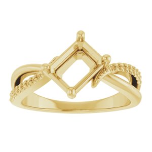 18K Yellow Gold 7.5x5.5 mm Emerald Ring Mounting – image 6