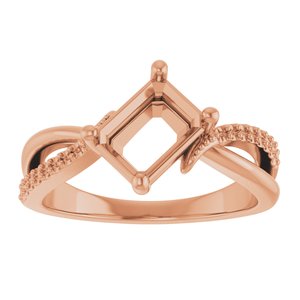 14K Rose Gold 7.5x5.5 mm Emerald Ring Mounting – image 6