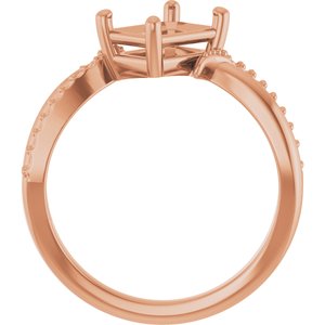 10K Rose Gold 7.5x5.5 mm Emerald Ring Mounting – image 4