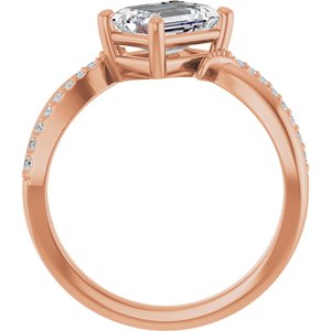 10K Rose Gold 7.5x5.5 mm Emerald Ring Mounting – image 3