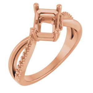 10K Rose Gold 7.5x5.5 mm Emerald Ring Mounting – image 2