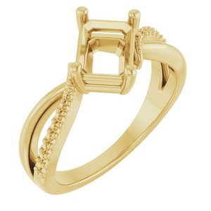 18K Yellow Gold 7.5x5.5 mm Emerald Ring Mounting – image 2