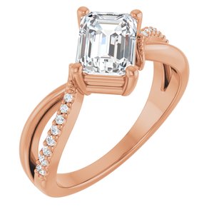 14K Rose Gold 7.5x5.5 mm Emerald Ring Mounting