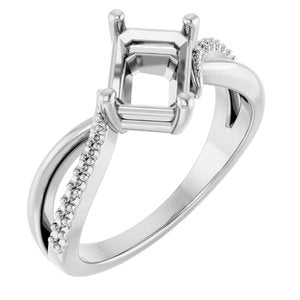 18K White Gold 7.5x5.5 mm Emerald Ring Mounting – image 2