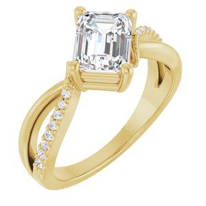 18K Yellow Gold 7.5x5.5 mm Emerald Ring Mounting