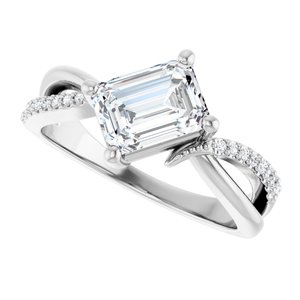 14K White Gold 7.5x5.5 mm Emerald Ring Mounting – image 8