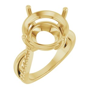 18K Yellow Gold 14 mm Round Ring Mounting – image 2