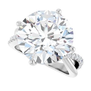 10K White Gold 14 mm Round Ring Mounting – image 8