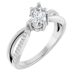 10K White Gold 7x4.5 mm Pear Ring Mounting