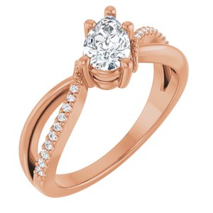 14K Rose Gold 7x4.5 mm Pear Ring Mounting