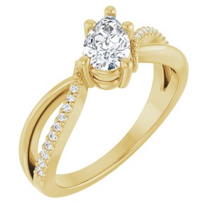 10K Yellow Gold 7x4.5 mm Pear Ring Mounting