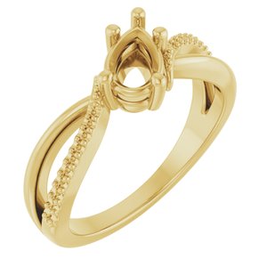 10K Yellow Gold 7x4.5 mm Pear Ring Mounting – image 2