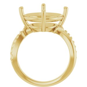 14K Yellow Gold 14 mm Round Ring Mounting – image 4