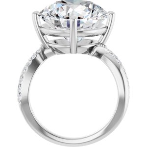 18K White Gold 14 mm Round Ring Mounting – image 3