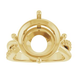 18K Yellow Gold 14 mm Round Ring Mounting – image 6