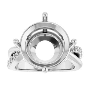 18K White Gold 14 mm Round Ring Mounting – image 6