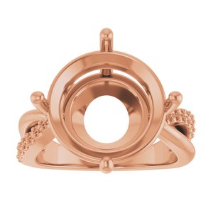 18K Rose Gold 14 mm Round Ring Mounting – image 6