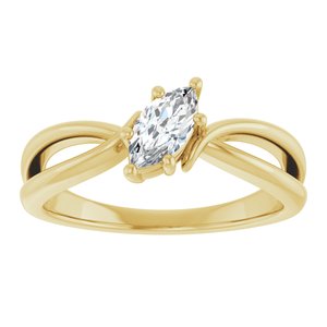 18K Yellow Gold 7x3.5 mm Marquise Ring Mounting – image 5