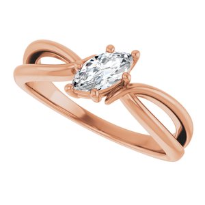 18K Rose Gold 7x3.5 mm Marquise Ring Mounting – image 8