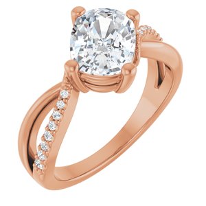 18K Rose Gold 8.54x6.44 mm Elongated Cushion Ring Mounting