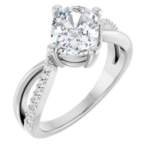 Sterling Silver 8.54x6.44 mm Elongated Cushion Ring Mounting